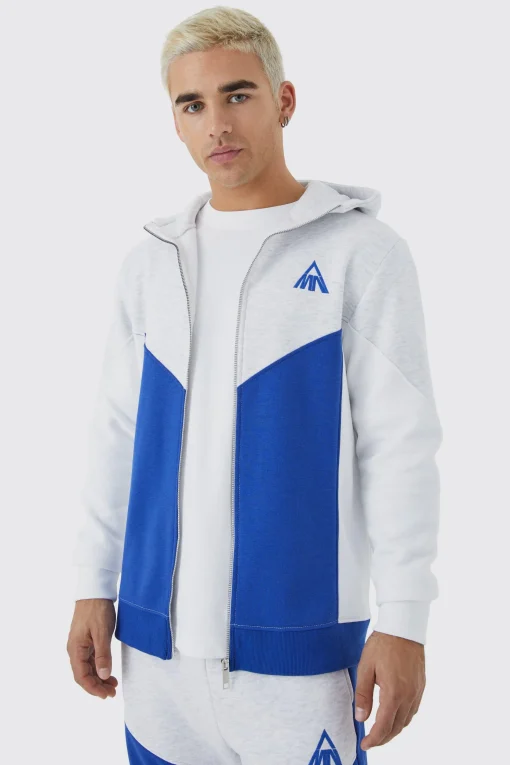 boohooMAN Man Slim Fit Zip Funnel Colour Block Hoodie | UK| Hoodies & Sweatshirts