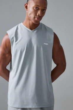 Man Sport V Neck Performance Reg Fit Tank | UK^boohooMAN Online
