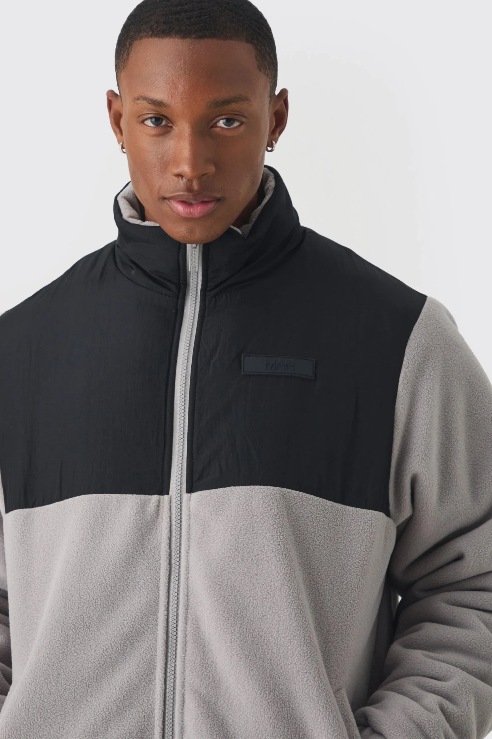 boohooMAN Man Tab Colour Block Fleece Jacket In | UK| Coats & Jackets