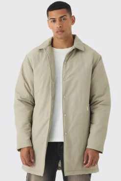 boohooMAN Man Tab Crinkle Longline Mac In | UK| Coats & Jackets