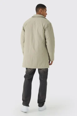 boohooMAN Man Tab Crinkle Longline Mac In | UK| Coats & Jackets
