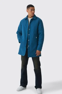 boohooMAN Man Tab Crinkle Longline Mac In | UK| Coats & Jackets