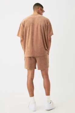 boohooMAN Man Velour Oversized T-shirt & Pintuck Shorts Set | UK| Sets & Co-Ords|Tracksuits
