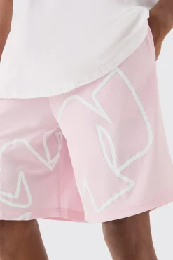 boohooMAN Mesh Printed Basketball Short | UK| Shorts