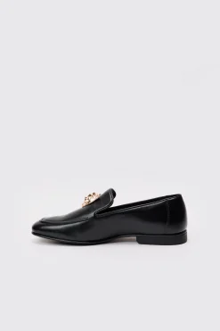 boohooMAN Metal Hardware Loafer In Black | UK| Smart Shoes