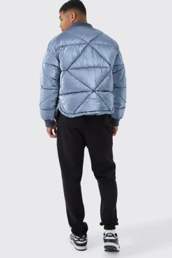 boohooMAN Metallic Quilted Puffer Bomber | UK| Coats & Jackets