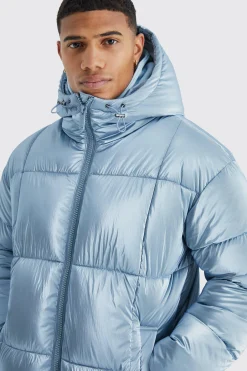 boohooMAN Metallic Square Quilted Puffer | UK| Coats & Jackets