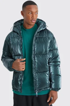 boohooMAN Metallic Square Quilted Puffer | UK| Coats & Jackets