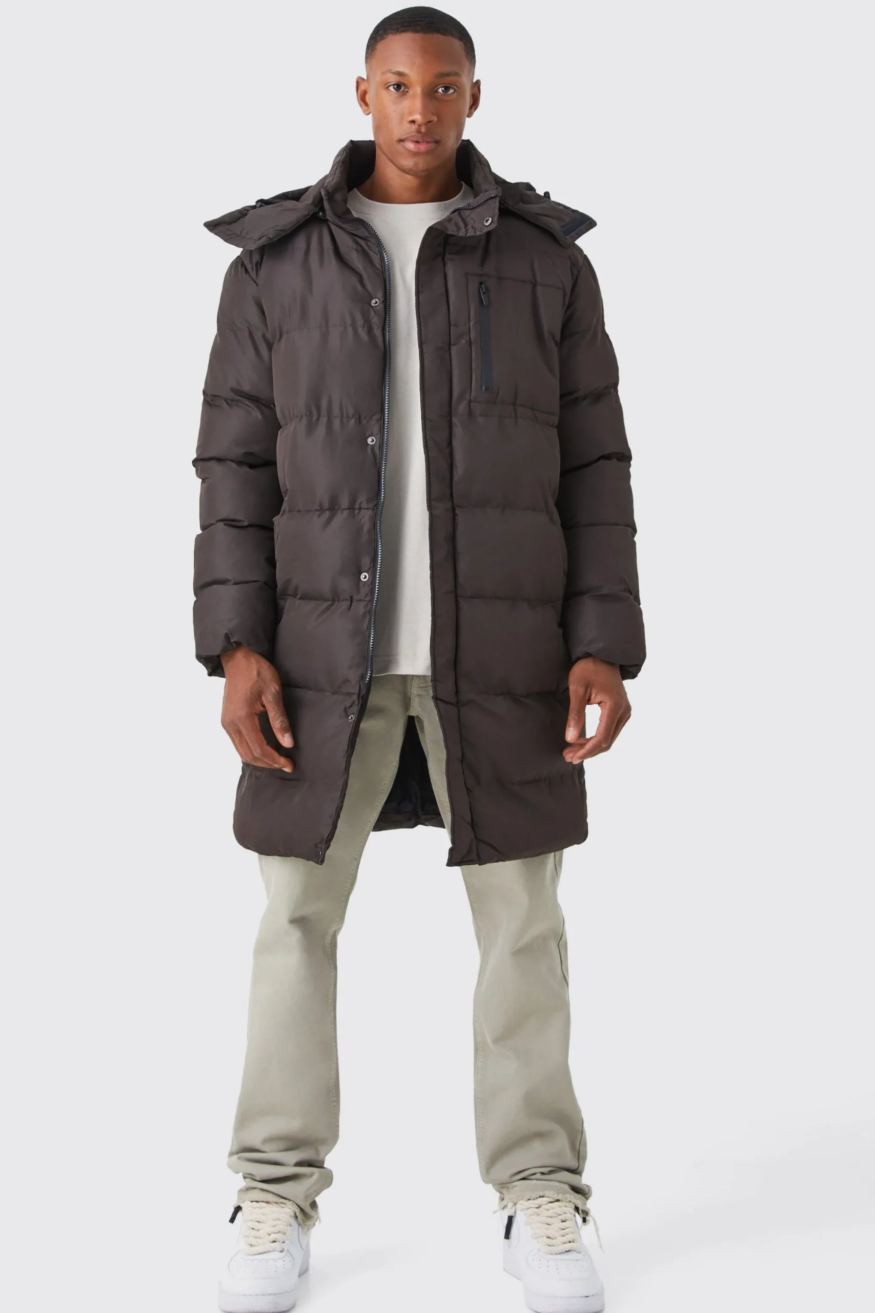 boohooMAN Mid Length Puffer Parka With Hood | UK| Coats & Jackets