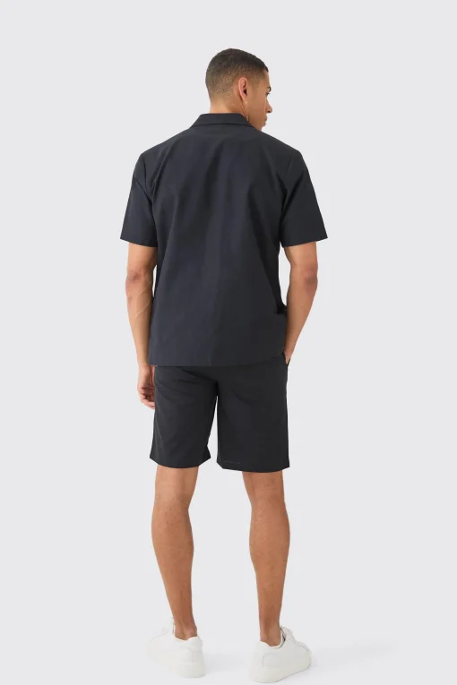 boohooMAN Mix & Match Linen Blend Short Sleeve Double Breasted Blazer | UK| Suits & Tailoring