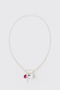 boohooMAN Mixed Pendant Loop Chain Necklace In | UK| Jewellery & Watches