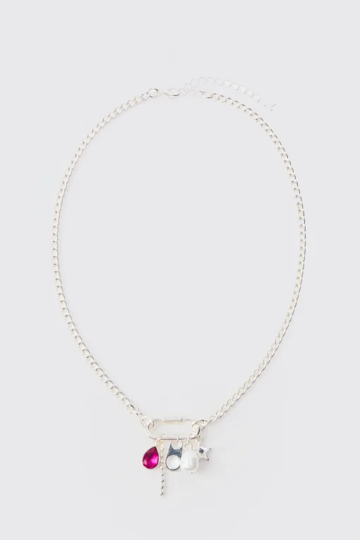 boohooMAN Mixed Pendant Loop Chain Necklace In | UK| Jewellery & Watches