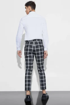boohooMAN Mono Tartan Cropped Smart Trouser | UK| Suits & Tailoring|Trousers