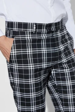 boohooMAN Mono Tartan Cropped Smart Trouser | UK| Suits & Tailoring|Trousers