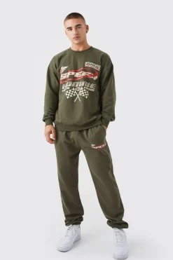 boohooMAN Moto Graphic Sweat Tracksuit | UK| Tracksuits