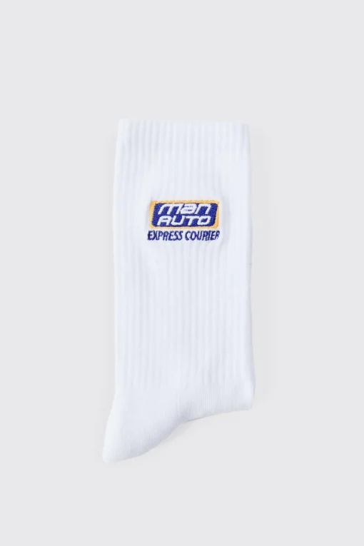 boohooMAN Moto Man Auto Embroidered Socks | UK| Underwear & Socks|Underwear & Socks