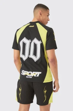 boohooMAN Moto Puff Print T-shirt & Short Set | UK| Sets & Co-Ords|Tracksuits