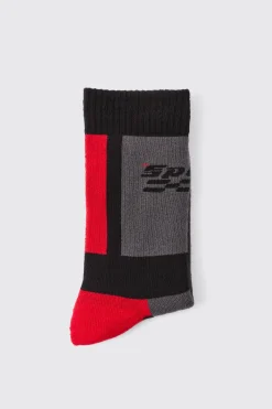 boohooMAN Moto Racing Colour Block Socks | UK| Underwear & Socks|Underwear & Socks