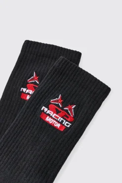 boohooMAN Moto Racing Motor Embroidered Socks | UK| Underwear & Socks|Underwear & Socks