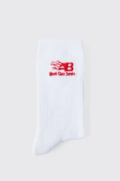 boohooMAN Moto World Class Service Embroidered Socks | UK| Underwear & Socks|Underwear & Socks