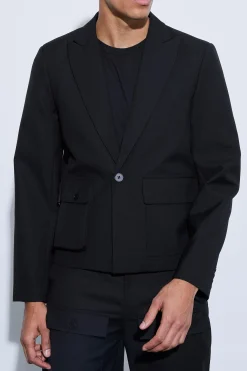 boohooMAN Multi Cargo Pocket Boxy Crop Blazer | UK| Suits & Tailoring