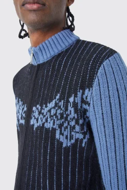 boohooMAN Muscle Fit 2 Tone Rib Extended Neck Jumper | UK| Knitwear