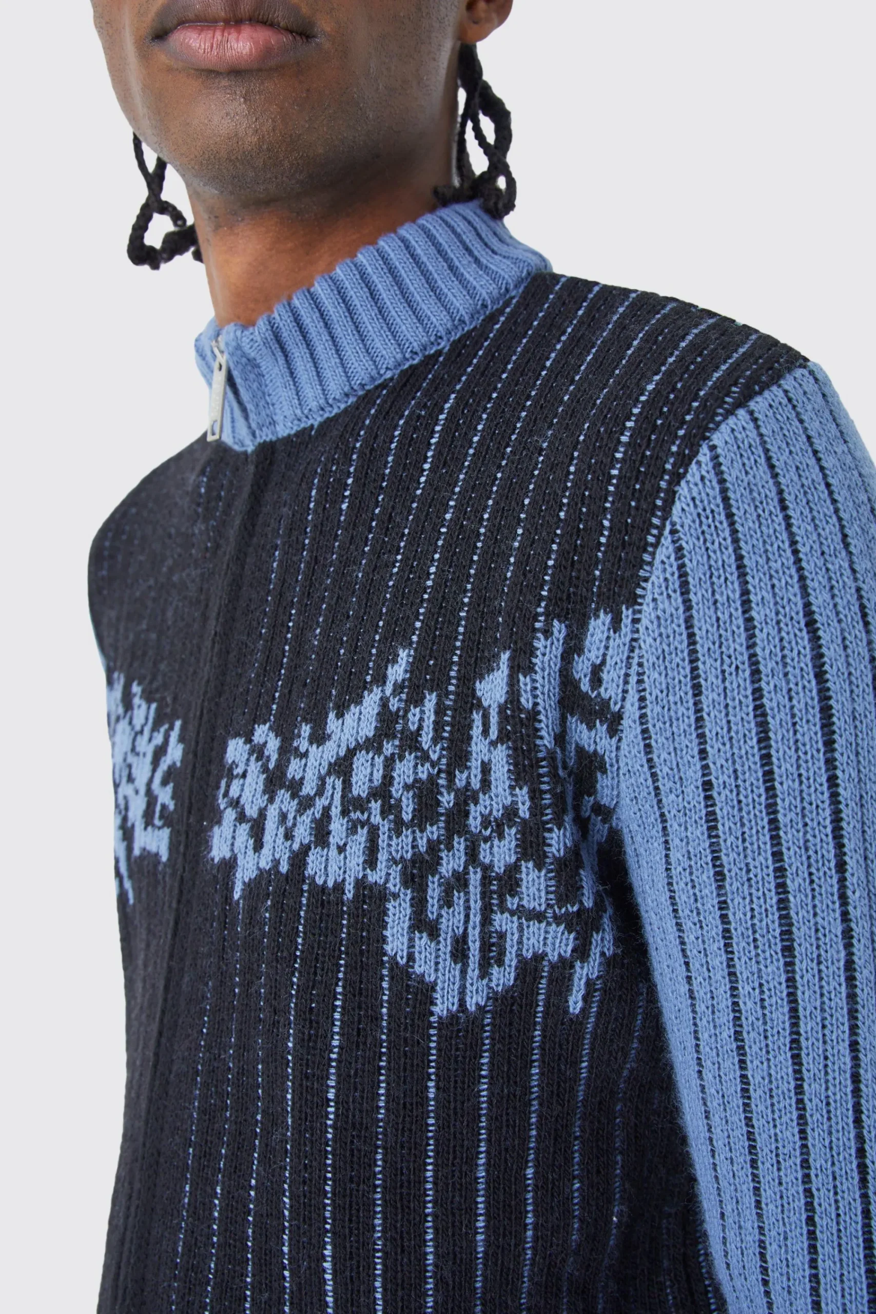 boohooMAN Muscle Fit 2 Tone Rib Extended Neck Jumper | UK| Knitwear