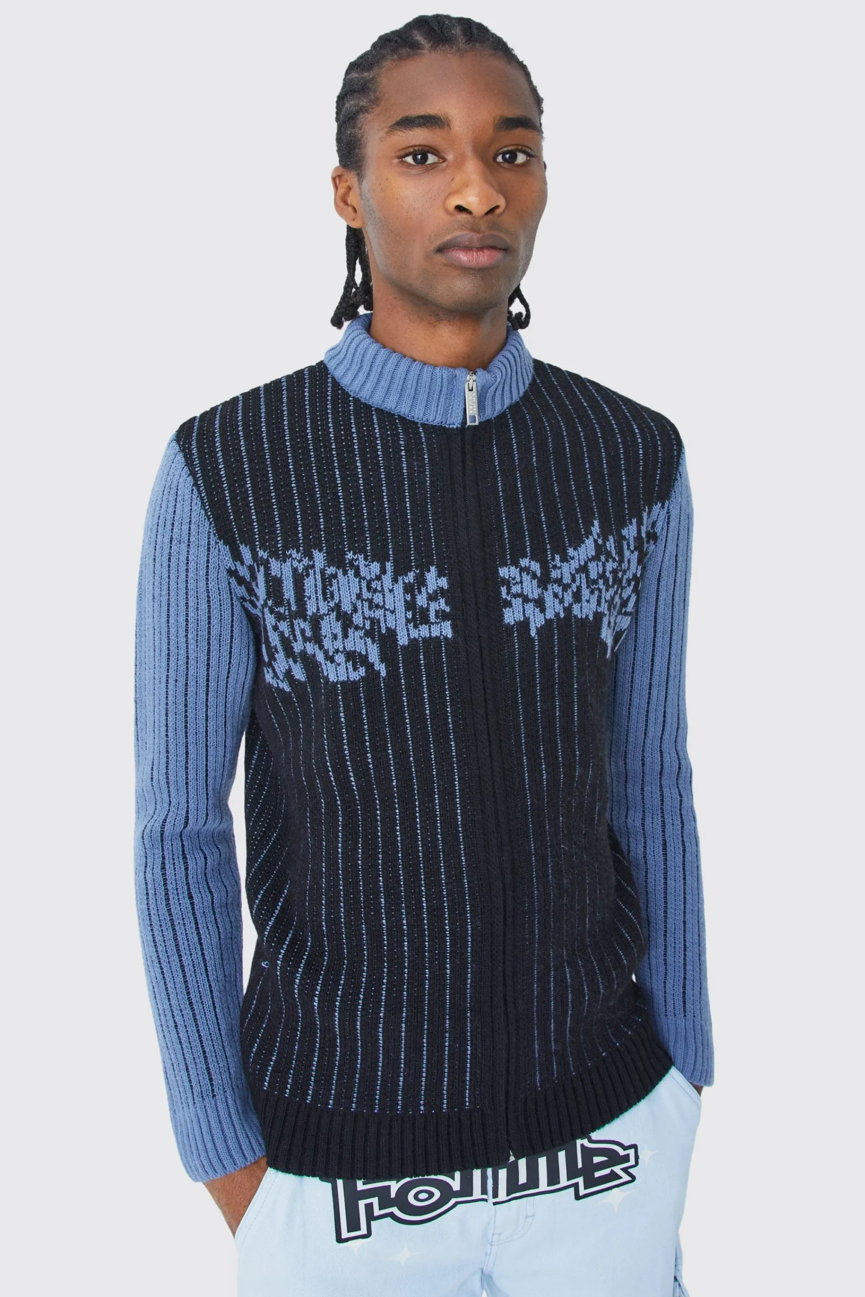 boohooMAN Muscle Fit 2 Tone Rib Extended Neck Jumper | UK| Knitwear