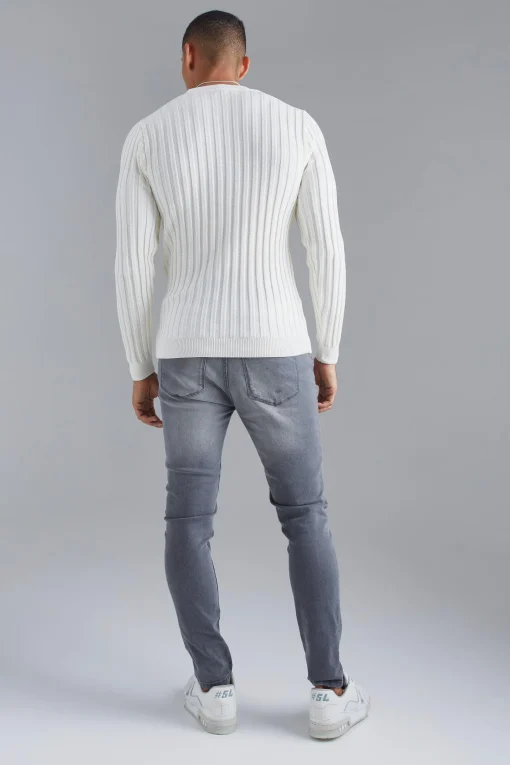 boohooMAN Muscle Fit Ribbed Long Sleeve Jumper | UK| Knitwear