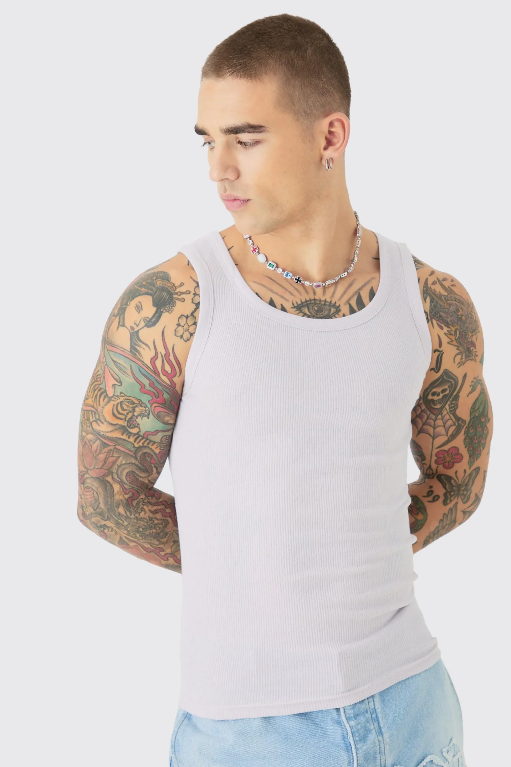 Muscle Fit Ribbed Vest | UK^boohooMAN Outlet
