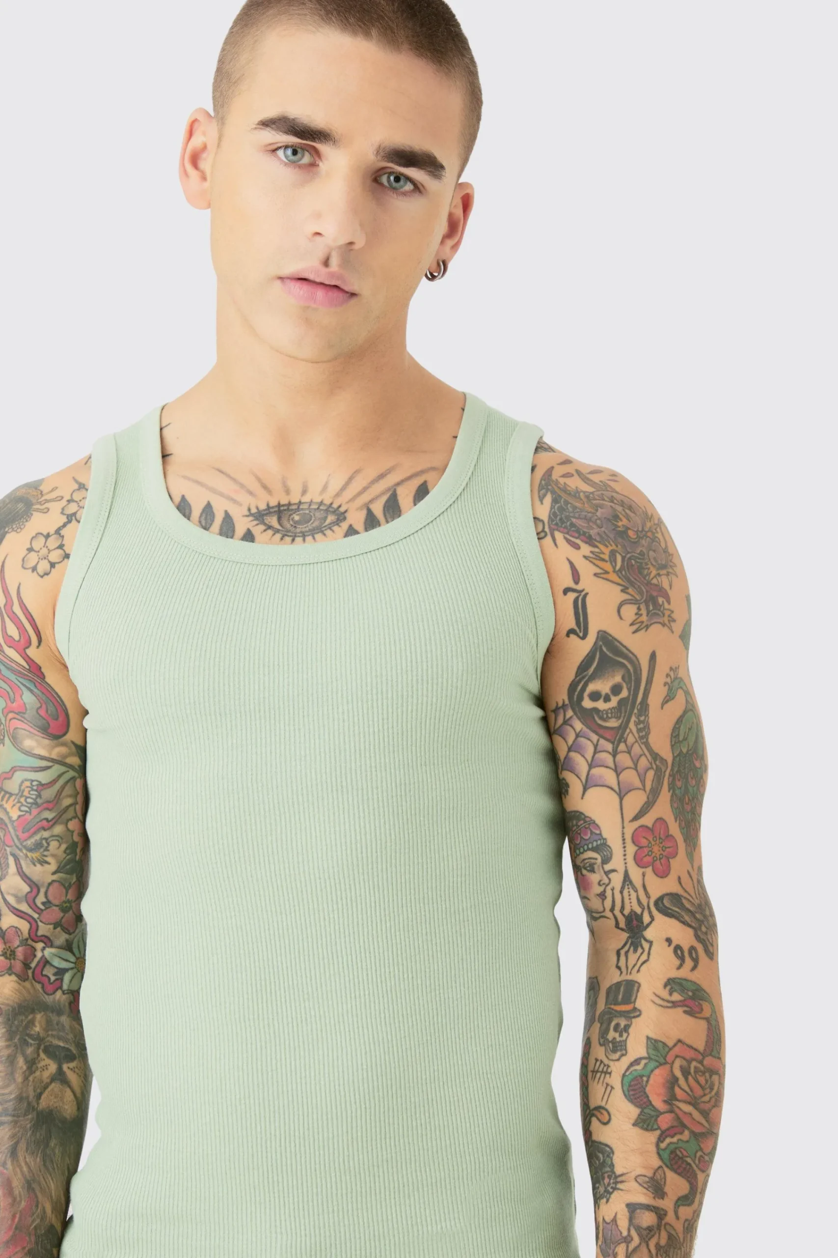 Muscle Fit Ribbed Vest | UK^boohooMAN Sale