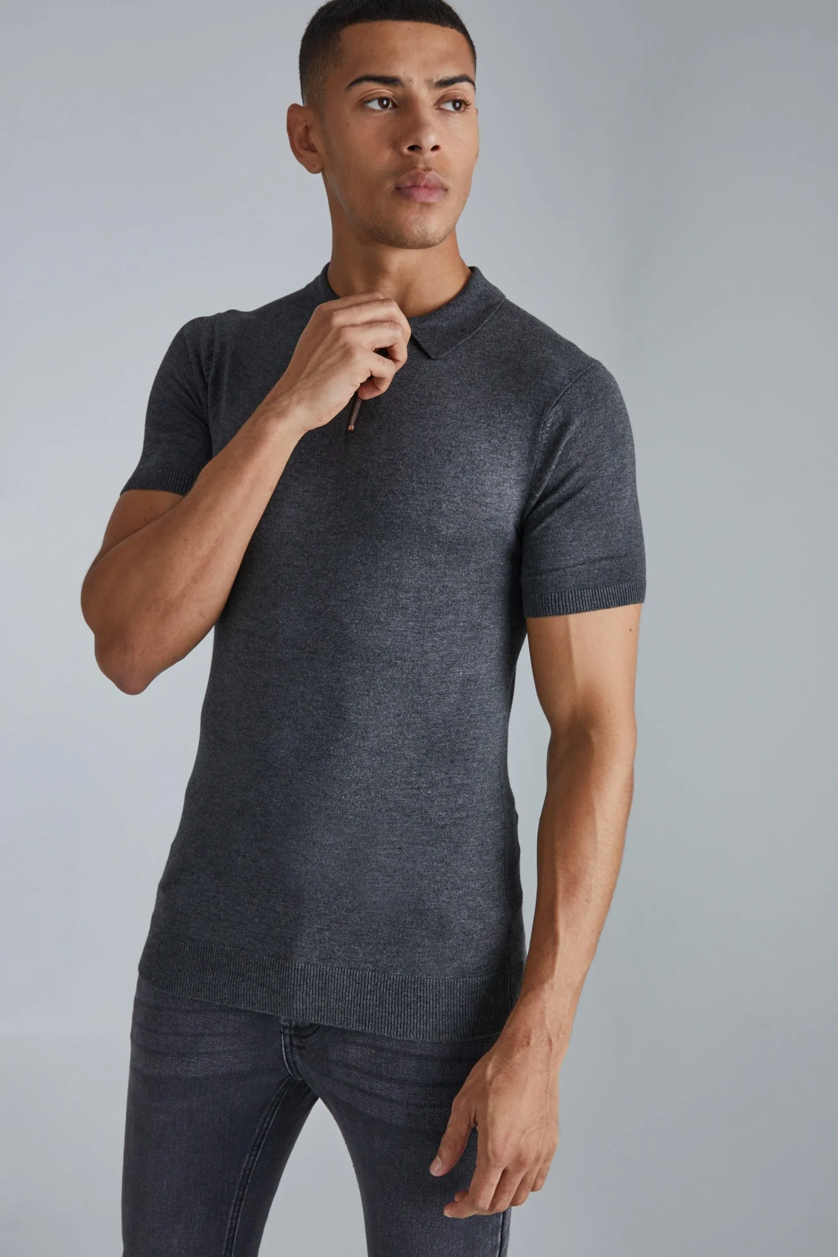boohooMAN Muscle Short Sleeve Half Zip Polo | UK| Knitwear