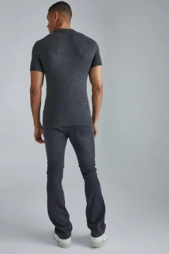 boohooMAN Muscle Short Sleeve Half Zip Polo | UK| Knitwear