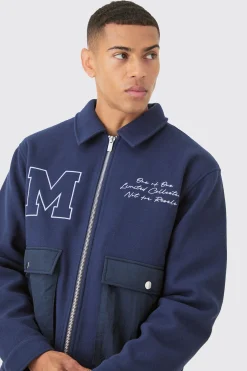 boohooMAN Nylon Pocket Varsity Harrington In | UK| Coats & Jackets