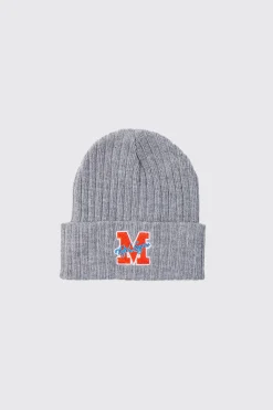 boohooMAN Ofcl League Varsity Ribbed Beanie | UK| Hats & Caps