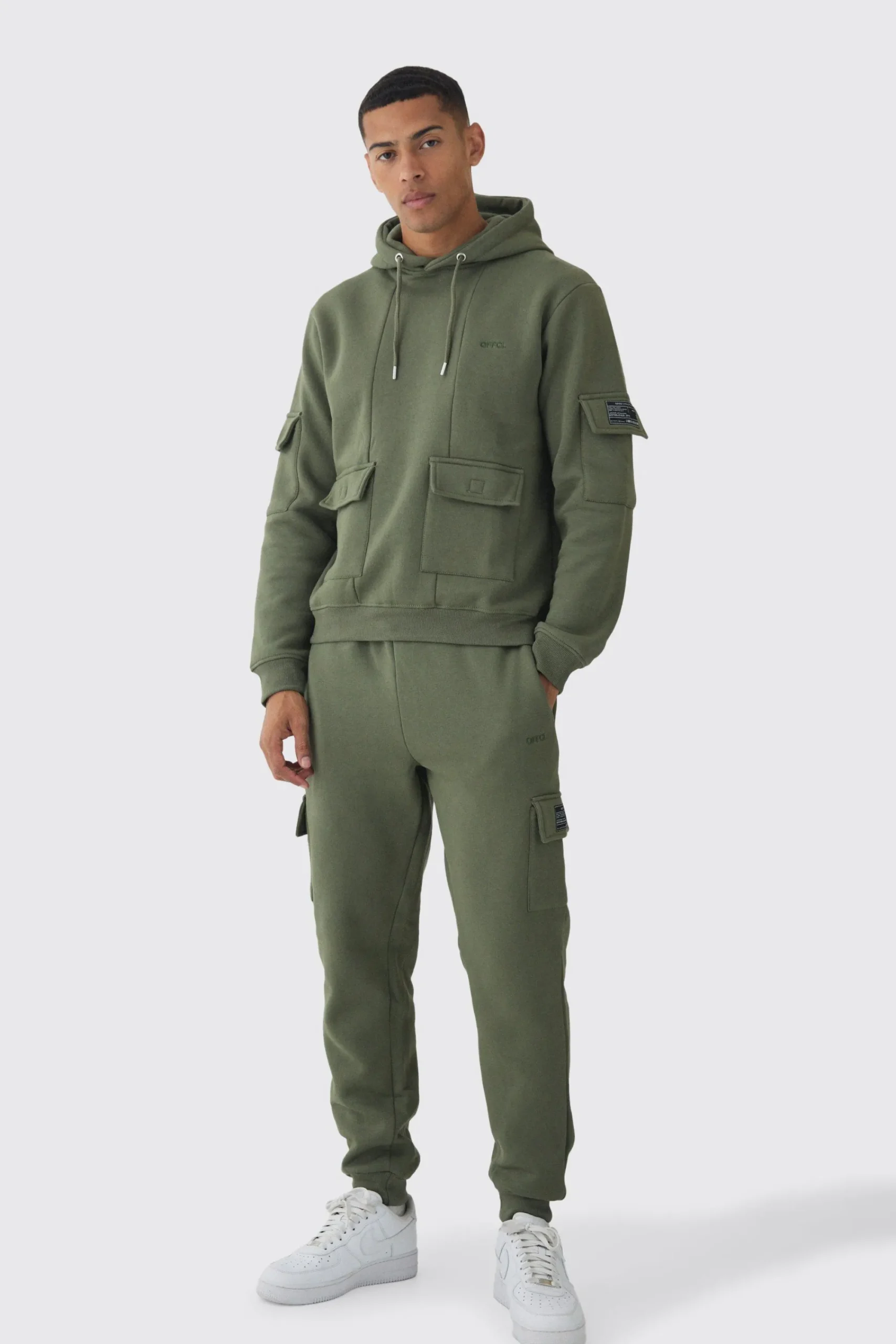 boohooMAN Official Man Regular Fit Panelled Cargo Hooded Tracksuit | UK| Tracksuits