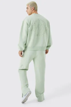 boohooMAN Official Oversized Boxy Sweat Embossed Tracksuit | UK| Tracksuits