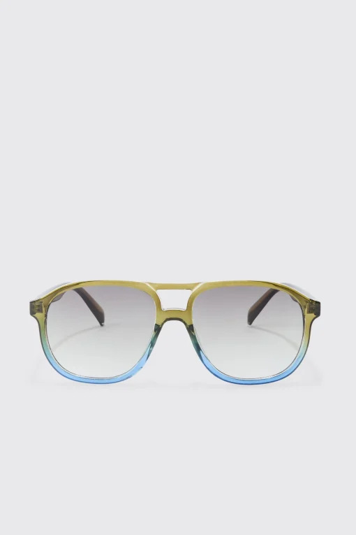 boohooMAN Ombre Frame Plastic Aviator Sunglasses In | UK| Sunglasses