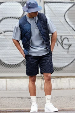 boohooMAN Onion Quilted Acid Wash Gilet And Short Set | UK| Shorts