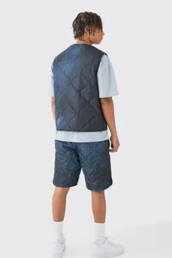 boohooMAN Onion Quilted Acid Wash Gilet And Short Set | UK| Shorts