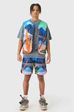 boohooMAN Onion Quilted Landscape Gilet And Short Set | UK| Sets & Co-Ords