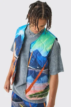 boohooMAN Onion Quilted Landscape Gilet And Short Set | UK| Sets & Co-Ords