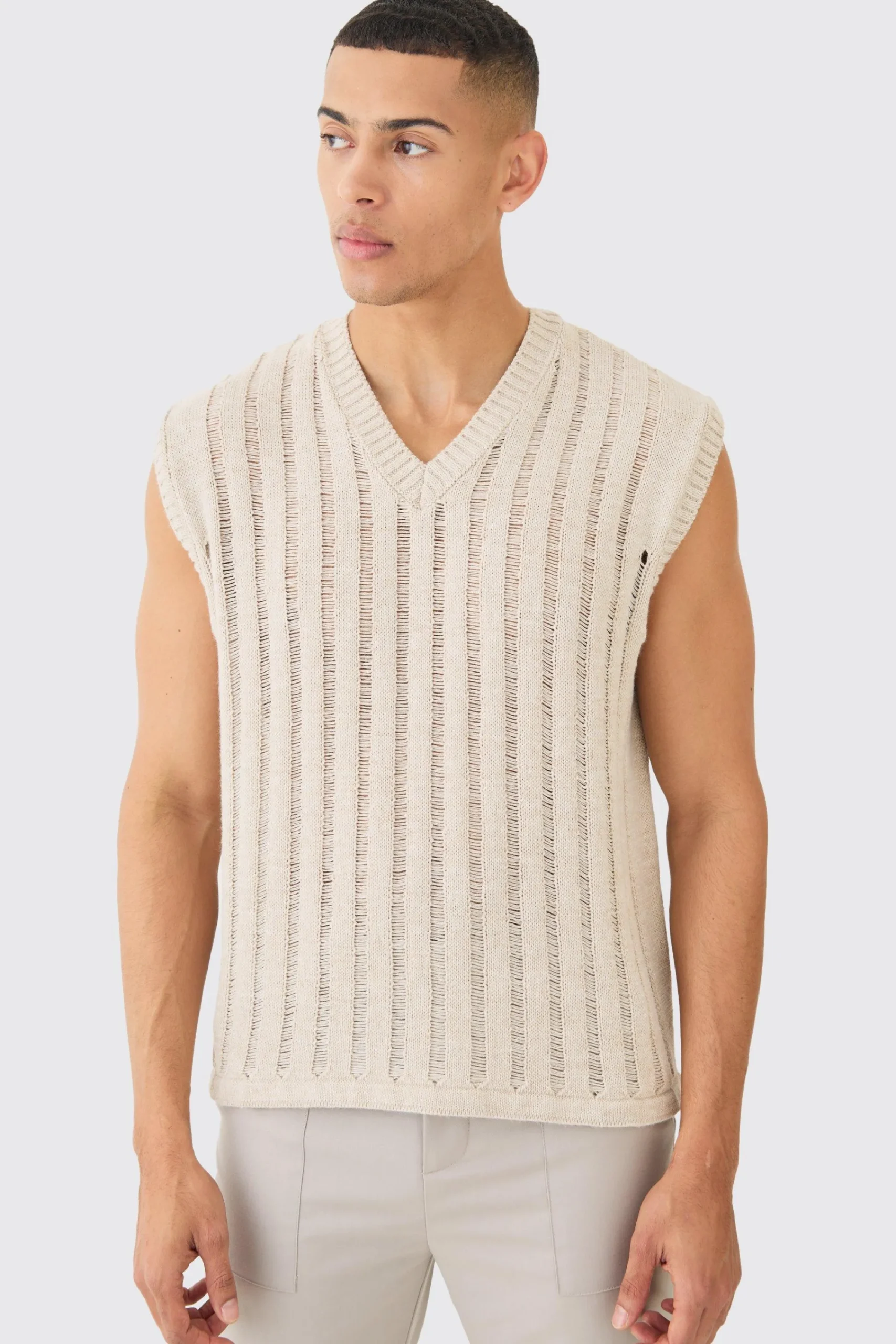 Open Stitch Vest In | UK^boohooMAN