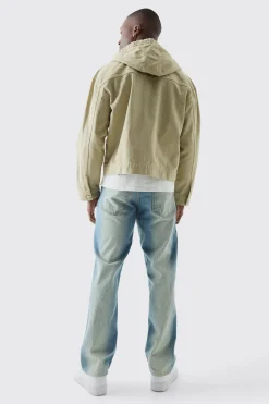 boohooMAN Overdyed Denim Boxy Fit Zip Through Hoodie | UK| Coats & Jackets