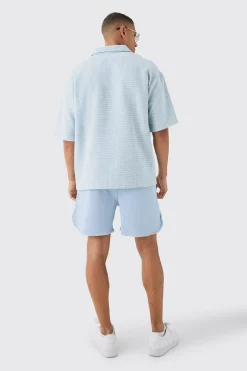 boohooMAN Overhead V Neck Geo Textured Shirt | UK| Shirts