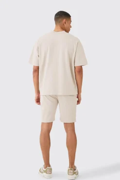 boohooMAN Overisized T-shirt & Short Interlock Set | UK| Sets & Co-Ords|Tracksuits