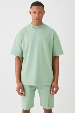 boohooMAN Overisized T-shirt & Short Interlock Set | UK| Sets & Co-Ords|Tracksuits