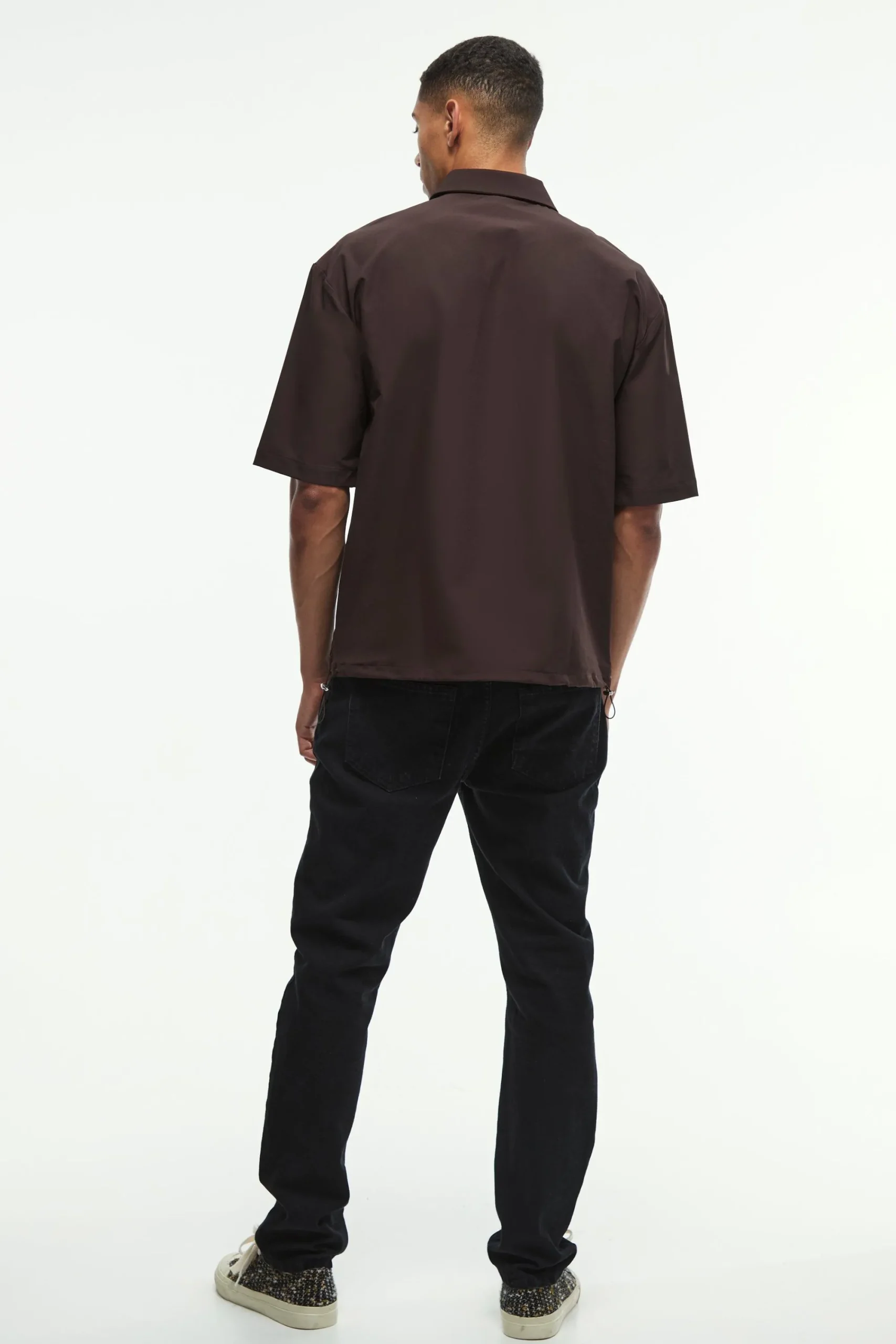 boohooMAN Oversized 1/4 Zip Bungee Hem Shirt | UK| Shirts