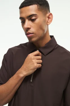 boohooMAN Oversized 1/4 Zip Bungee Hem Shirt | UK| Shirts