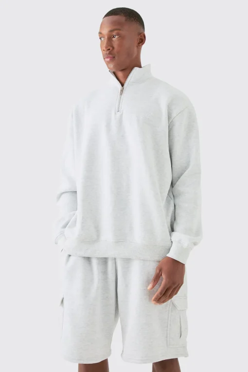 boohooMAN Oversized 1/4 Zip Cargo Short Tracksuit | UK| Tracksuits